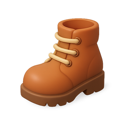 Stylized Cartoon Brown Hiking Boot Icon