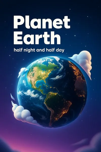 Vibrant 3D Illustration of Earth at Night and Day