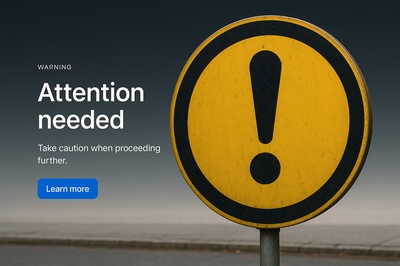 Stylish Warning Circle Design with Text and Action Button