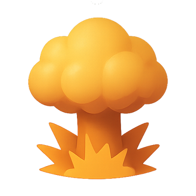 Stylized Cartoon Explosion Icon with Bold Colors