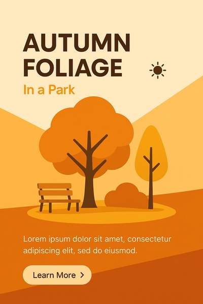 Autumn Foliage Illustration in a Park with Vibrant Colors