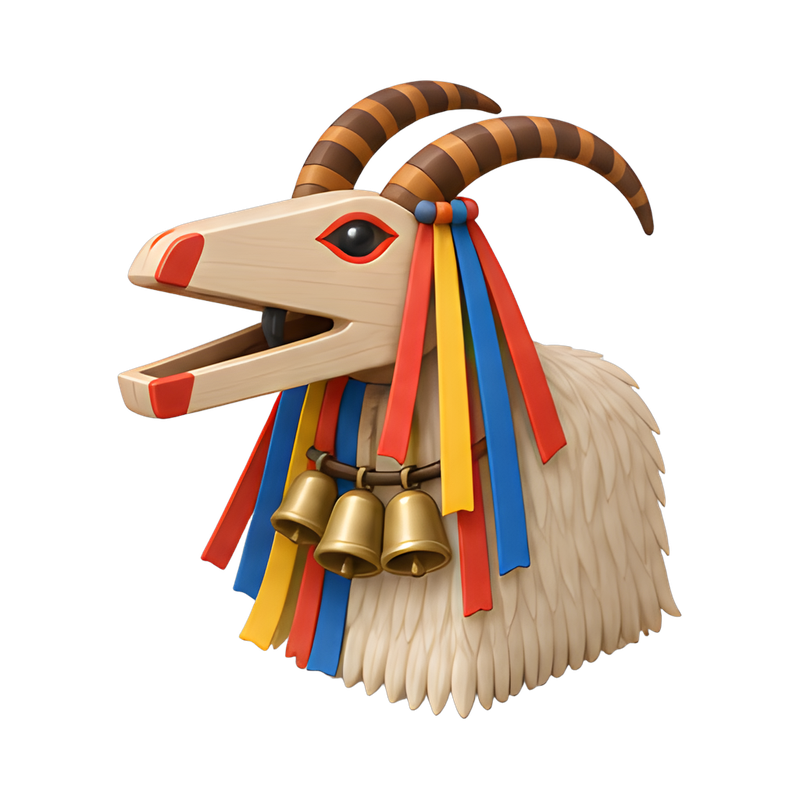 Romanian goat mask with jaw
