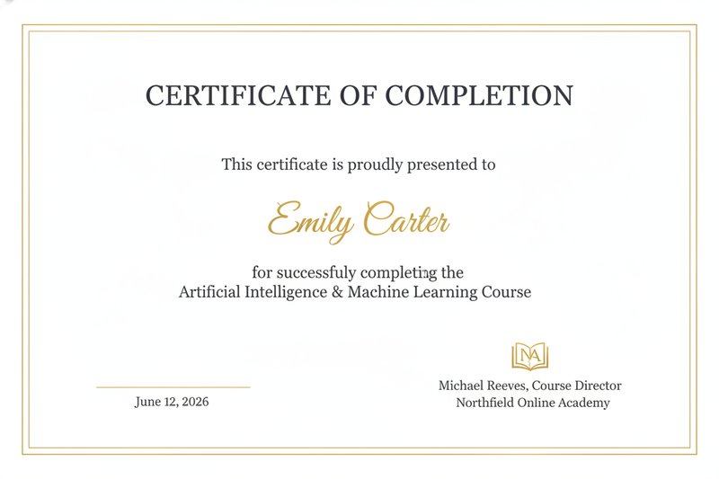 Elegant online course certificate