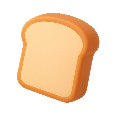 3D Render of a Loaf of Bread Icon with Simplistic Design