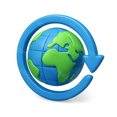 3D Globe with Circular Arrow Icon for Global Concepts