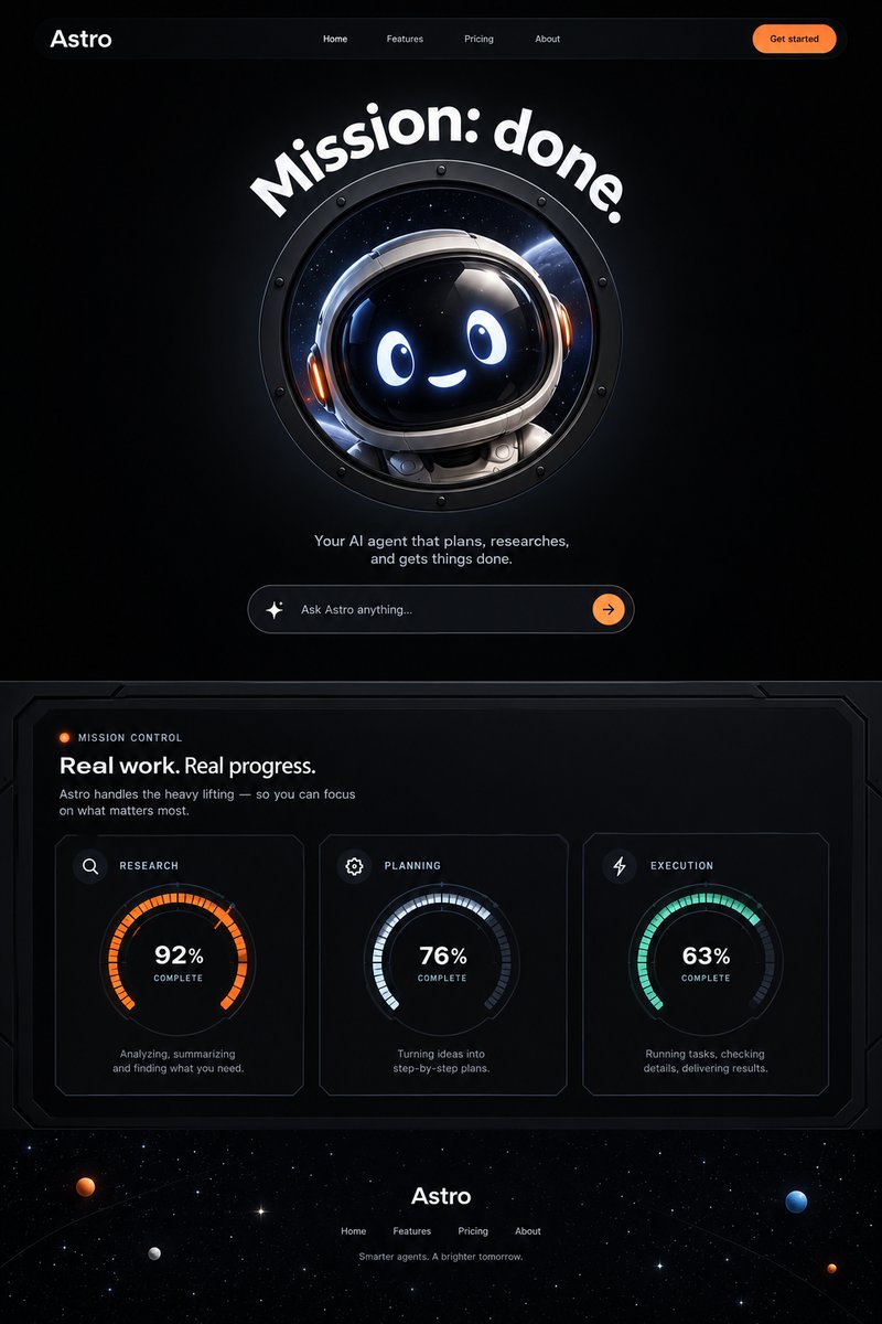 AI agent landing page design