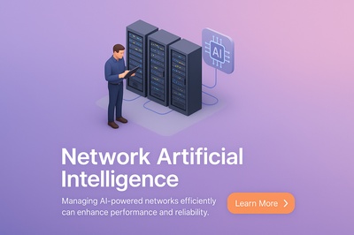 Man Inspecting Server Room with AI Focus