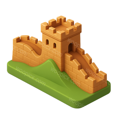 3D Great Wall Icon in Isometric View
