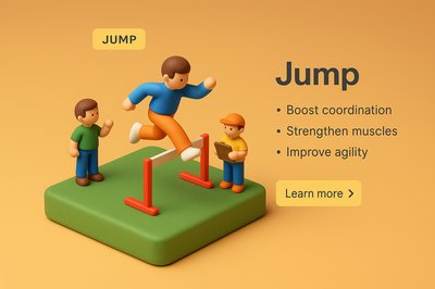 3D Scene of Miniature Jumping Action in Vibrant Colors