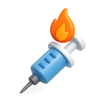3D Icon of Adrenaline Syringe with Flame
