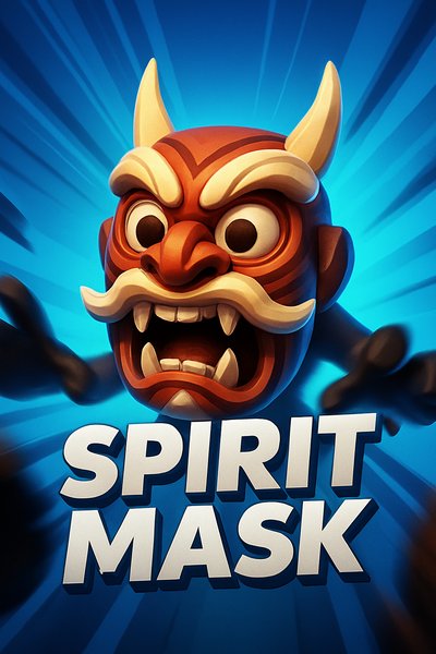 Dynamic Spirit Mask Illustration with Bold Design Elements