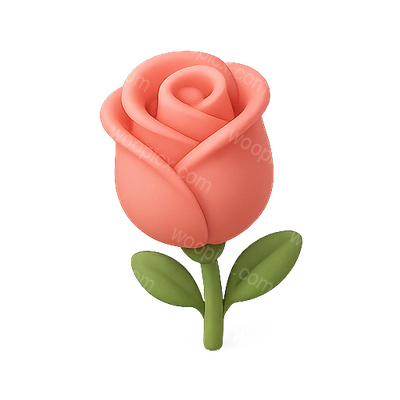 Stylized 3D Rose Illustration with Soft Colors