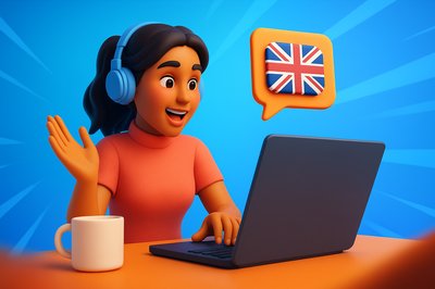 Dynamic Home Office Scene with Young Woman in Virtual Meeting