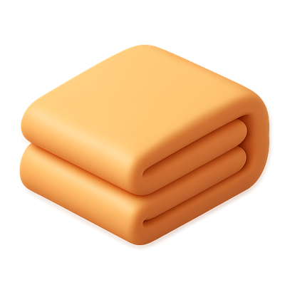 Stylish 3D Icon of a Neatly Folded Blanket