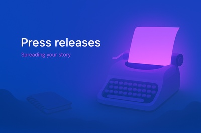 Illuminated Press Release Composition with Typewriter and Notebook