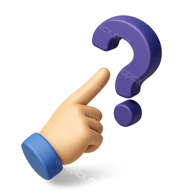 3D Question Mark Icon with Pointing Hand Representation