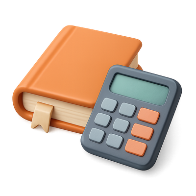 3D Icon of a Book and Calculator in Isometric View