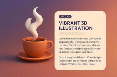 3D Illustration of a Cup with Rising Steam
