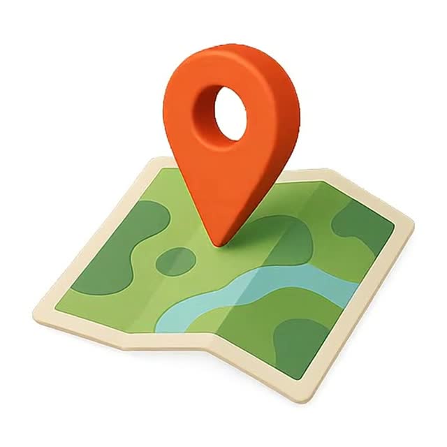 Colorful map with location pins for navigation