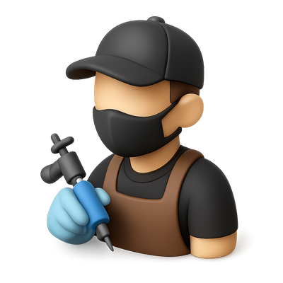 3D Tattoo Artist Icon with Machine in Isometric View