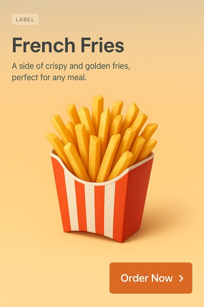 Realistic 3D French Fries Illustration on Smooth Gradient Background