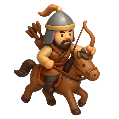 3D Cartoon Archer on Horseback Illustration
