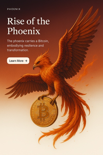 Phoenix Rising with Bitcoin Symbolizing Transformation