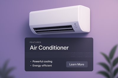 Sleek 3D Air Conditioner Design with Features Panel