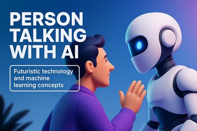 Futuristic Interaction: Person Engaging with AI Technology