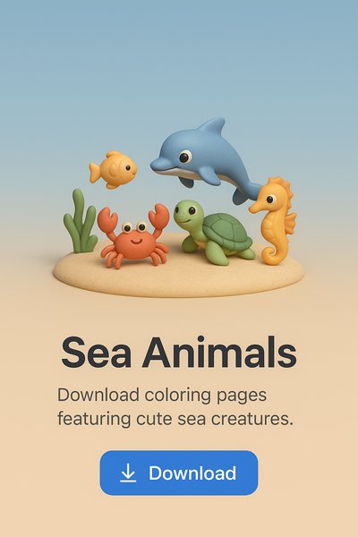 Charming Sea Animals Coloring Page for Kids