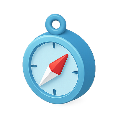 3D Compass Icon with Vibrant Colors