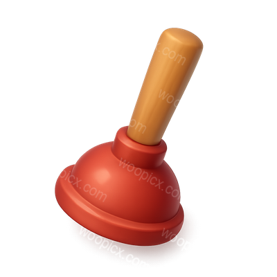 3D Icon of a Plumber's Unclogging Tool in Isometric View