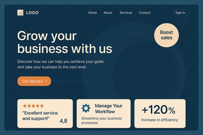 Boho Style Landing Page Design with Footer