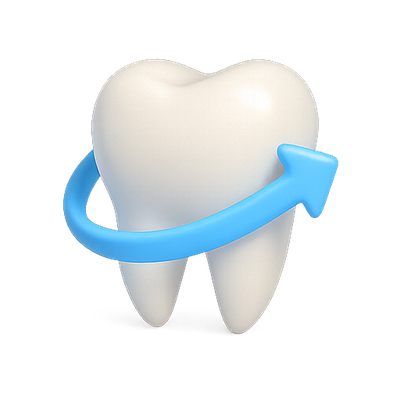 3D Illustration of a Tooth with an Upward Arrow