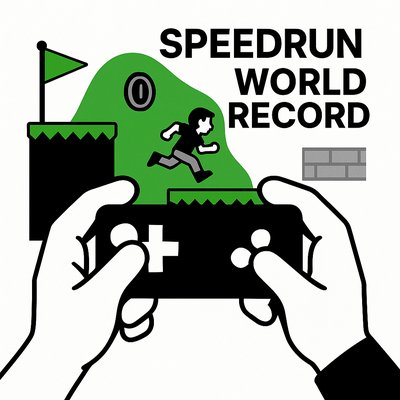 Gaming Illustration Featuring Speedrun World Record Concept