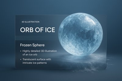 Stunning 3D Illustration of a Frozen Ice Orb