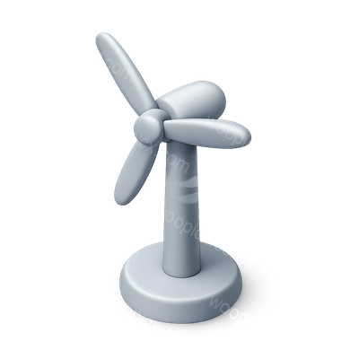 Stylized 3D Wind Turbine Icon with Volumetric Effect