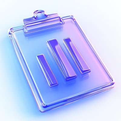 Stylized Transparent Clipboard Icon with Gradient Colors