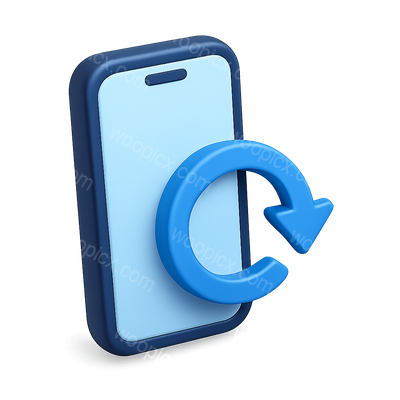 3D Rotating Phone Icon with Arrow Design