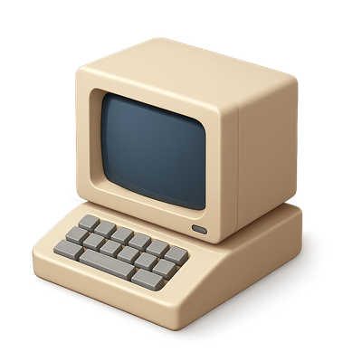 Vintage Computer Illustration in Soft Colors