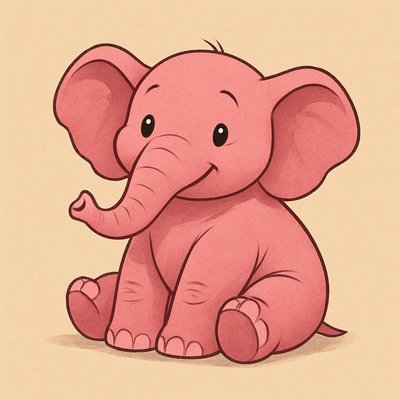 Cute Cartoon Elephant Character Design for Children's Material