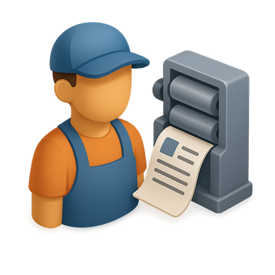 3D Icon of a Printer Operator in Isometric View