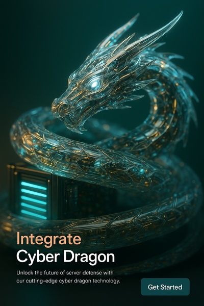 Hyperrealistic Cyber Dragon Coiled Around a Server Core