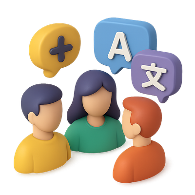 3D Icon Representing Language Discussions with Characters