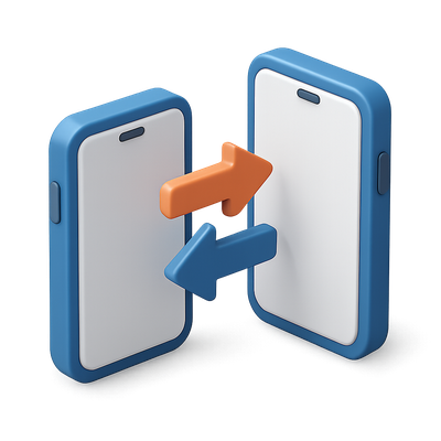 3D Illustration of Smartphones with Directional Arrows
