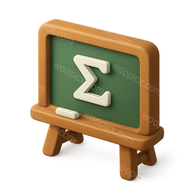 3D Isometric Icon of a Chalkboard with Sigma Symbol