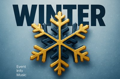 Bold Gold and Navy Snowflake Winter Background Design
