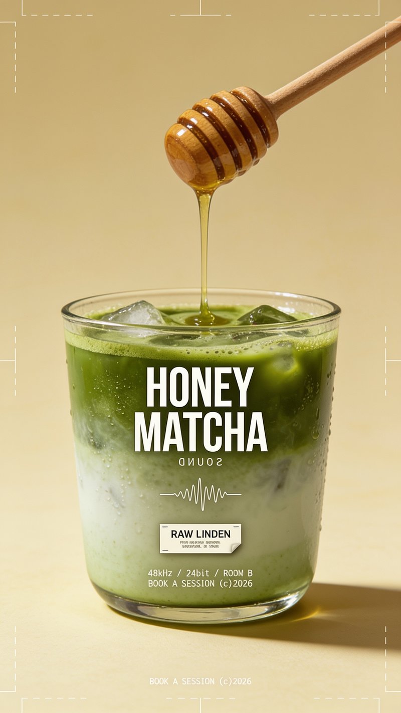 honey matcha drink in glass