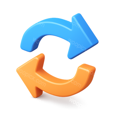 3D Arrows Exchange Icon with Volumetric Effect