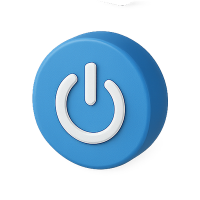 Stylized Blue Power Button Icon for Digital Interface